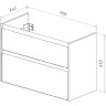 Тумба LEMARK COMBI 100 см под раковину, подвесная/напольная, 2 ящика, планки-чёрный; корпус/фасад белый глянец LM03C100T-black