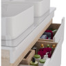 Тумба LEMARK OLIVIA 125 см под 2 раковины, подвесная, 4 ящика, корпус Дуб кантри, фасад белый глянец LM08OL125T